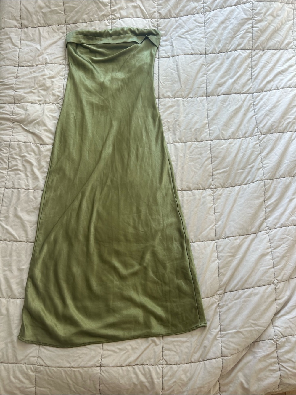 Amazon Olive Green Strapless Maxi Dress